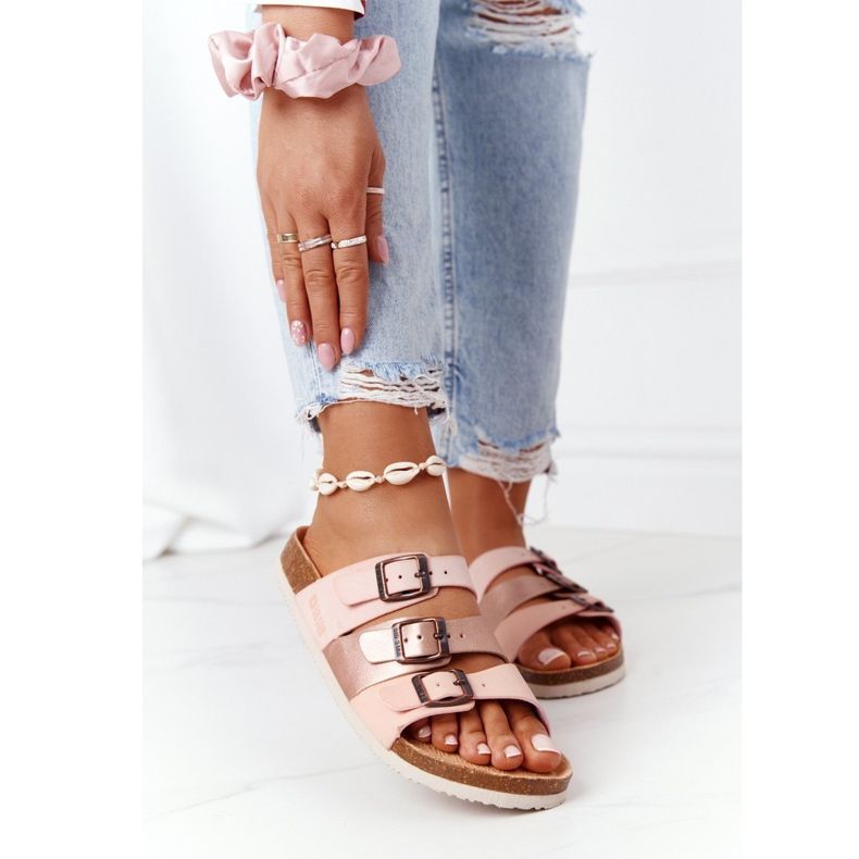 Papuci cu profil din piele Big Star HH274586 Roz-Cupru 2