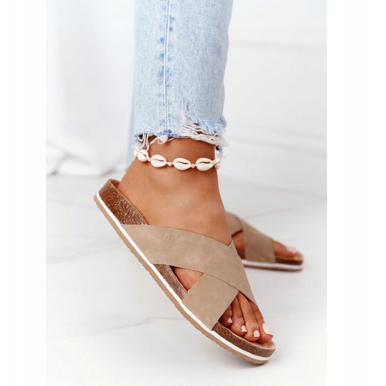 Papuci cu profil din piele Big Star HH274593 Bej 2