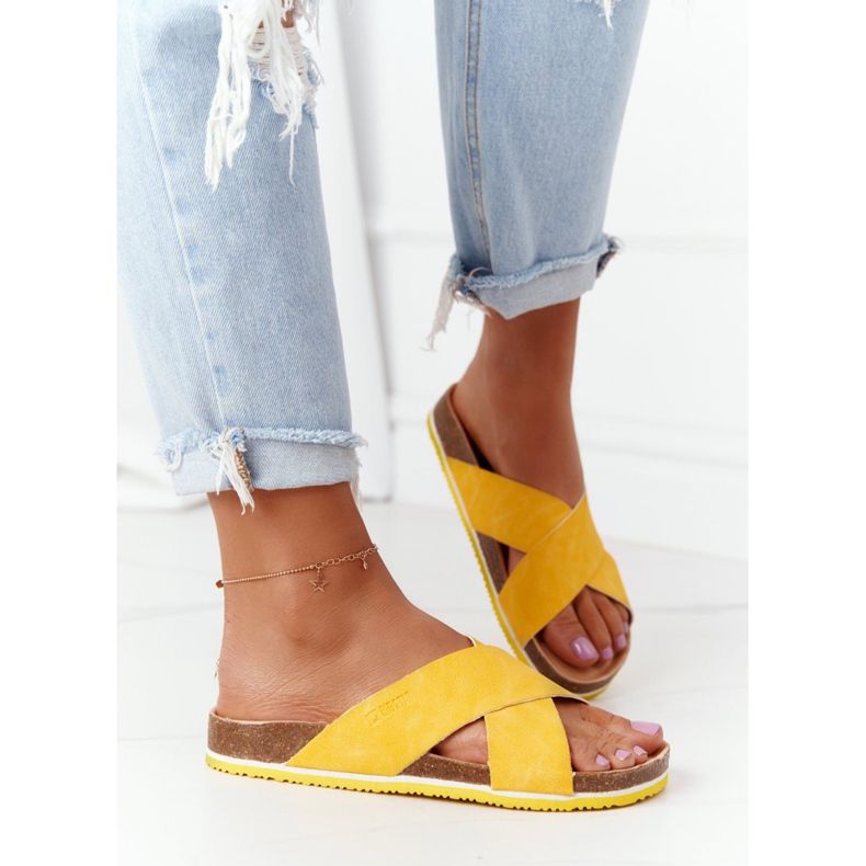 Papuci cu profil din piele Big Star HH274596 Galben 2