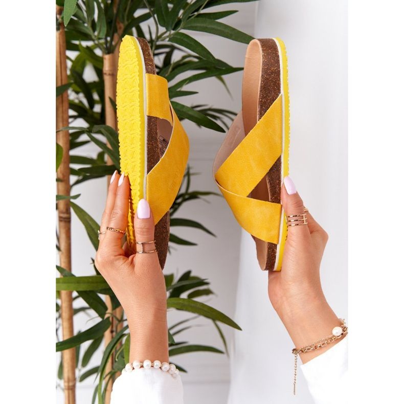 Papuci cu profil din piele Big Star HH274596 Galben 1