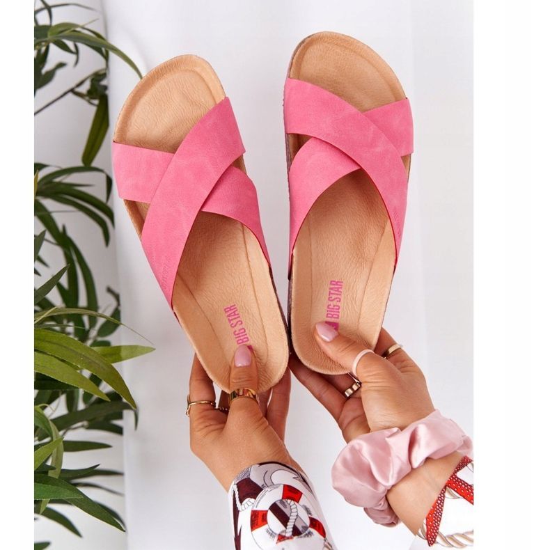 Papuci cu profil din piele Big Star HH274597 Fuchsia roz 1