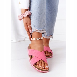 Papuci cu profil din piele Big Star HH274597 Fuchsia roz 2