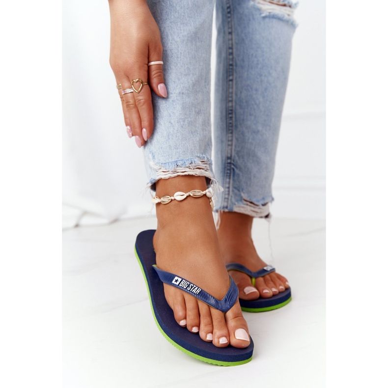 Flip-flops de dama Big Star FF274A312 Albastru marin verde 2