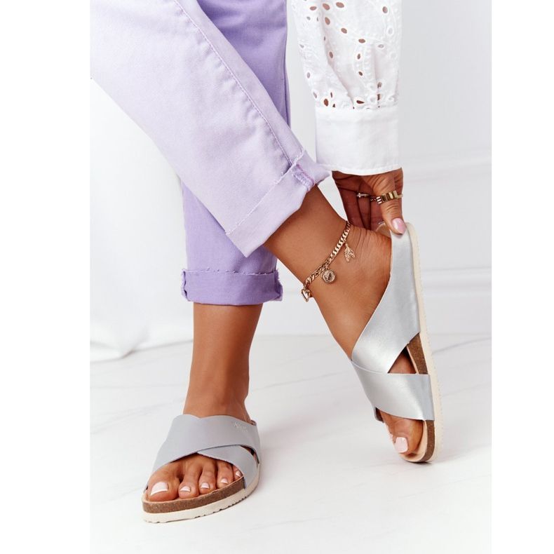 Papuci cu profil din piele Big Star HH274650 Argintiu 2