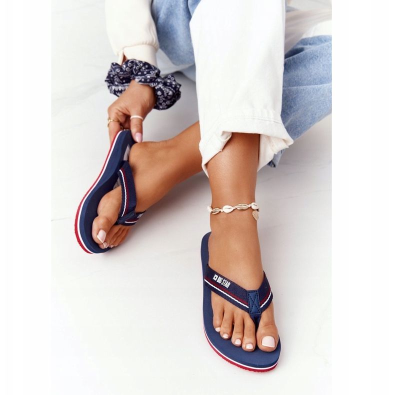Flip-flops pentru femei Big Star HH274A059 Blue Navy albastru marin 2