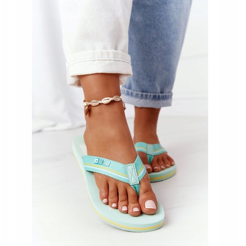 Flip-flops pentru femei Big Star HH274A061 Verde deschis 2