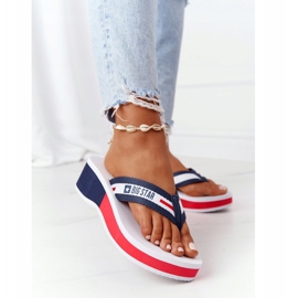 Flip-flops de dama pe pană Big Star HH274A093 Alb albastru 1