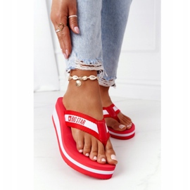 Flip-flops de dama pe pană Big Star HH274A095 Roșu roşu 2