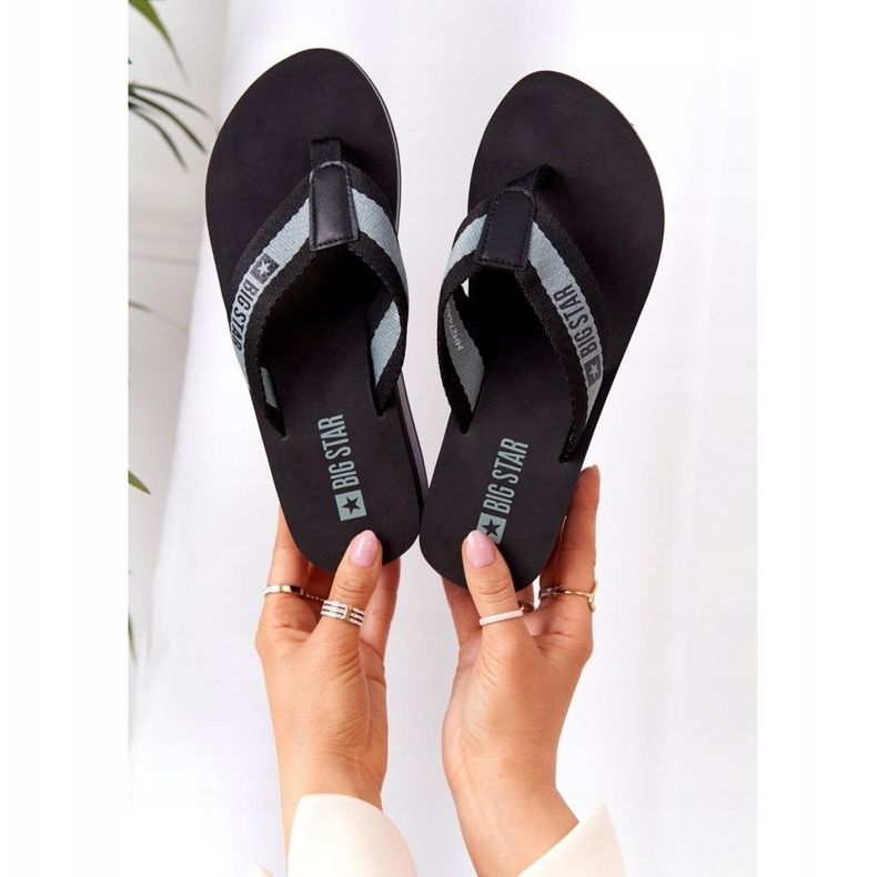 Flip-flops de dama pe pană Big Star HH274A096 Negru gri 1