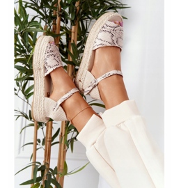 Sandale pe platformă cu model de șarpe bej împletit Megara maro 1