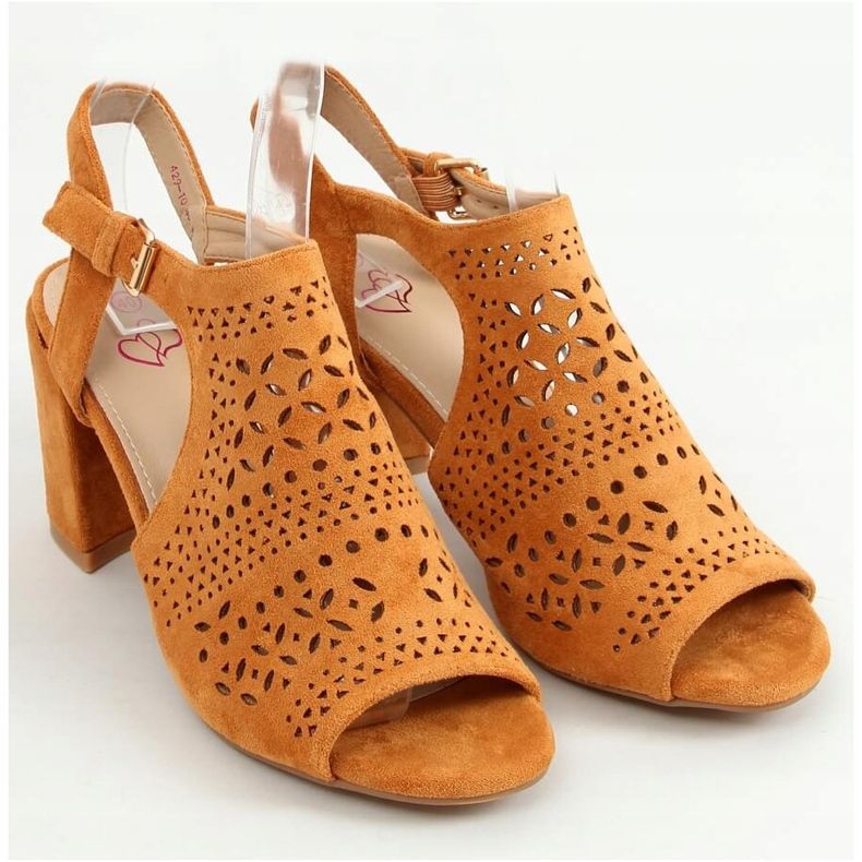 Sandale ajurate tocuri înalte camel 429-10 Camel maro 1