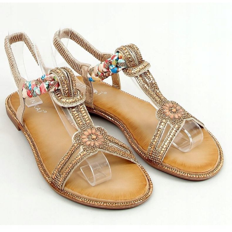 Sandale cu zirconii cubice aurii JN11-10 Aur de aur 1