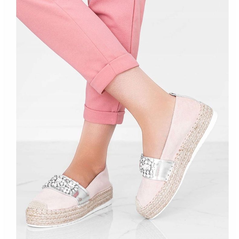 Espadrile bej cu pietre Cher argint 1