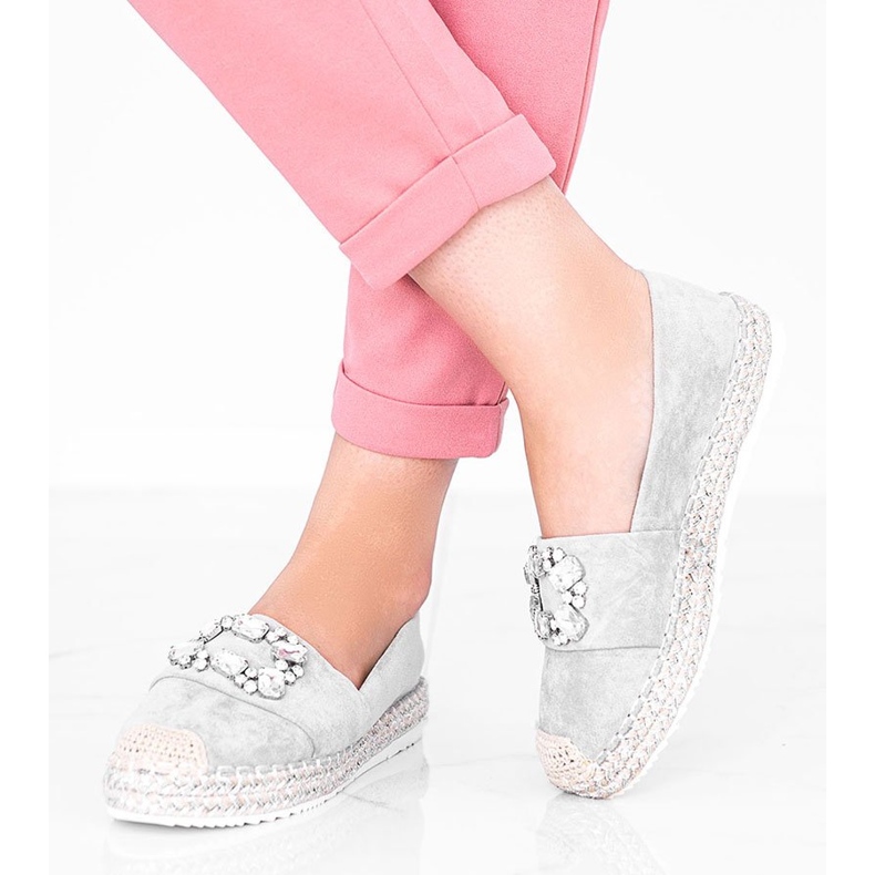 Espadrile gri decorate cu pietre cubaneze Vibe 1