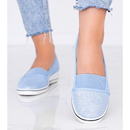 Balerine albastre strălucitoare pe pană Glam Star albastru 1