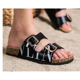 SHELOVET Papuci confortabili din piele ecologică negru 1