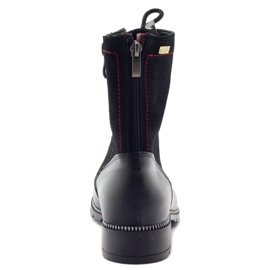 Cizme din piele pentru femei Cizme negre Kazkobut 2809 negru roșu 3