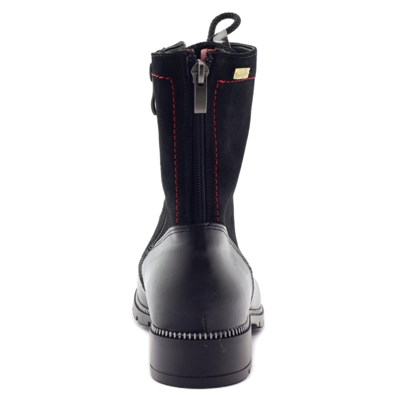 Cizme din piele pentru femei Cizme negre Kazkobut 2809 negru roșu 3