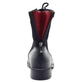 Cizme din piele pentru femei Cizme negre Kazkobut 2809 negru roșu 4