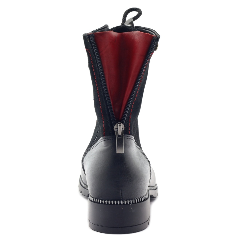 Cizme din piele pentru femei Cizme negre Kazkobut 2809 negru roșu 4