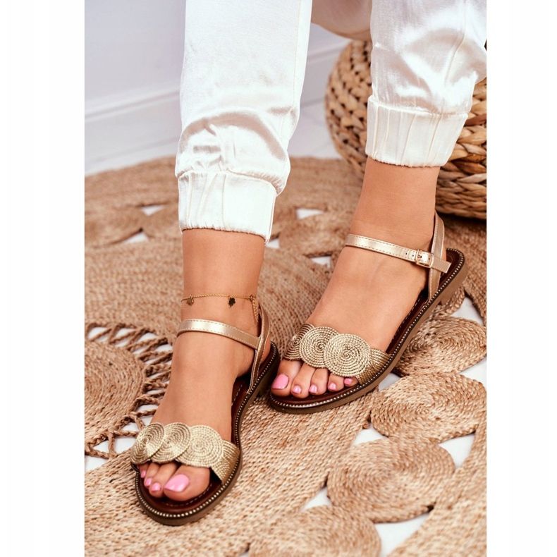 S.Barski Sandale pentru femei Flat Gold Barski Humanity de aur 1