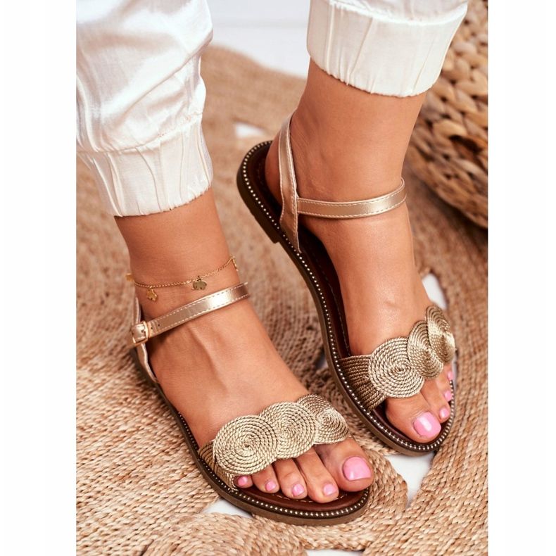 S.Barski Sandale pentru femei Flat Gold Barski Humanity de aur 3