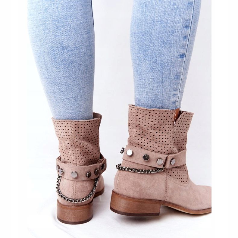 Lewski Shoes Cizme de primăvară ajurate Pantofi Lewski 2905-0 Bej 1