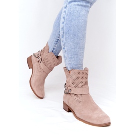 Lewski Shoes Cizme de primăvară ajurate Pantofi Lewski 2905-0 Bej 3