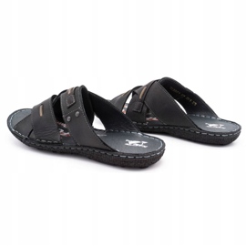 Kampol Papuci bărbați din piele 201/3 negri negru 4