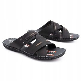Kampol Papuci bărbați din piele 201/3 negri negru 3