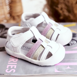 Apawwa Sandale pentru copii cu Velcro Glitter Alb Ontario roz de aur 1