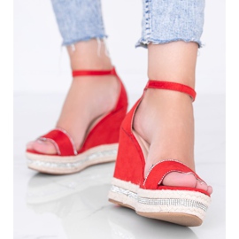 Sandale cu pene roșii cu zirconiu cubic Sparrow roșu 1