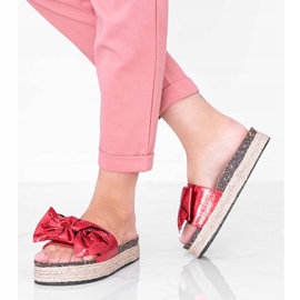 Papuci roșii Columbia cu fundă roșu 1