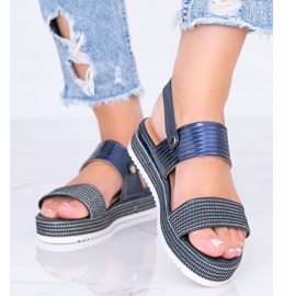 Sandale bleumarin pe o talpă grosolă de Senorita albastru marin 1