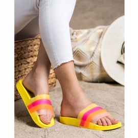 Bona Flip-flops confortabile cu dungi colorate galben 1