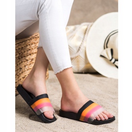 Bona Flip-flops confortabile cu dungi colorate negru 3