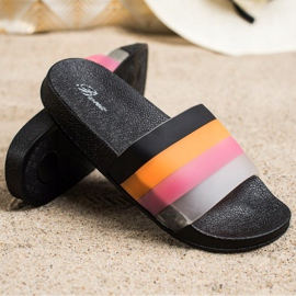 Bona Flip-flops confortabile cu dungi colorate negru 2