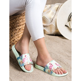 Bona Flip-flops la modă cu un flamingo verde 1