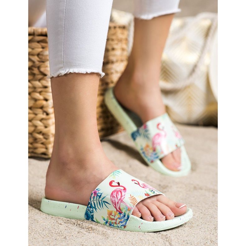 Bona Flip-flops la modă cu un flamingo verde 2