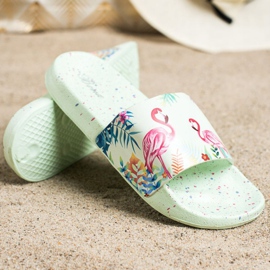 Bona Flip-flops la modă cu un flamingo verde 3