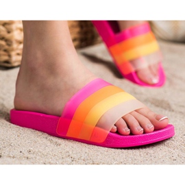 Bona Flip-flops confortabile cu dungi colorate roz 3