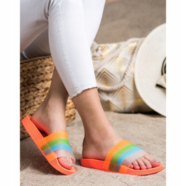 Bona Flip-flops confortabile cu dungi colorate portocale 1