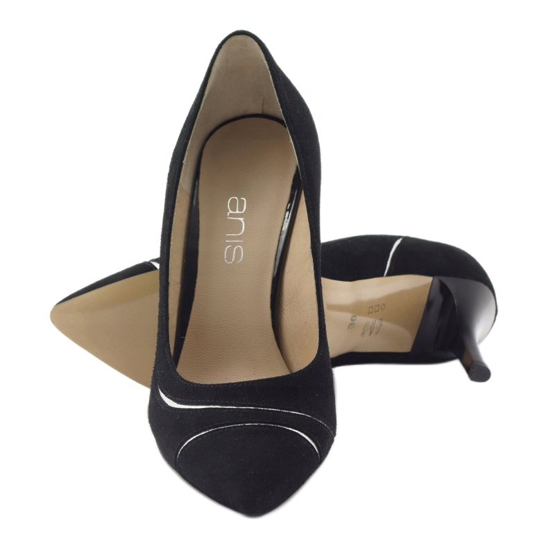 Pompe pentru stiletto pentru femei Anis 4474 negru argint 3