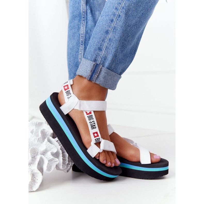 Sandale din spumă pe platforma Big Star HH274A087 Platforma alb-negru 2