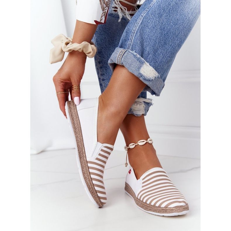 Espadrile pentru femei Big Star HH276001 Bej-Alb maro 2