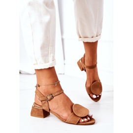 Sandale cu toc înalt din piele de căprioară Maciejka 5198A-29 Roșu maro 1