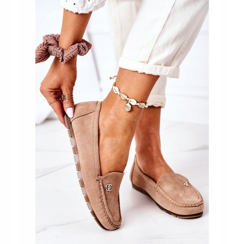 PS1 Mocasini de damă din piele maro deschis Madelyn bej 2