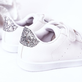 Adidași pentru copii cu Velcro White and Silver Cute Girl alb 1