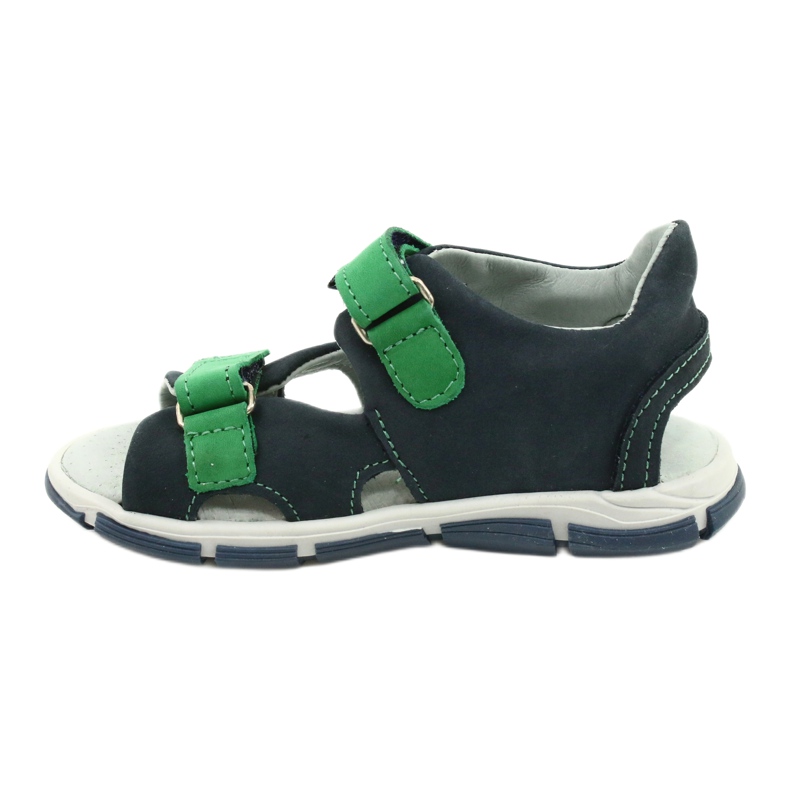Sandale pentru băieți din piele pentru Velcro Mazurek 314-Green Navy albastru 1