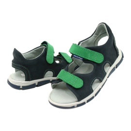 Sandale Copii Piele Velcro Mazurek 314, bleumarin verde 3